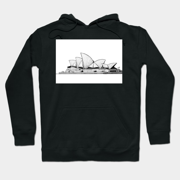 SYDNEY OPERA HOUSE ink painting .1 Hoodie by lautir